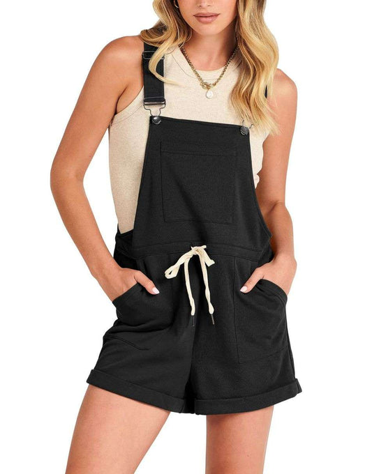 ANRABESS Casual Straps Short Bib Overalls Basic  Drawstring Romper Jumpsuits