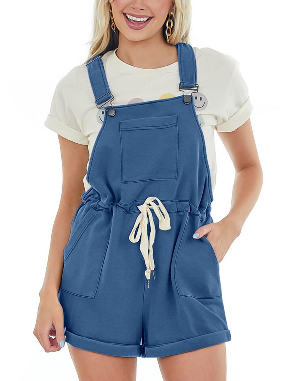 ANRABESS Casual Straps Short Bib Overalls Basic  Drawstring Romper Jumpsuits