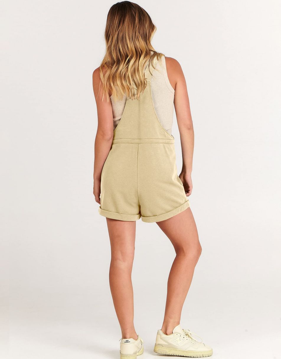 ANRABESS Casual Straps Short Bib Overalls Basic  Drawstring Romper Jumpsuits